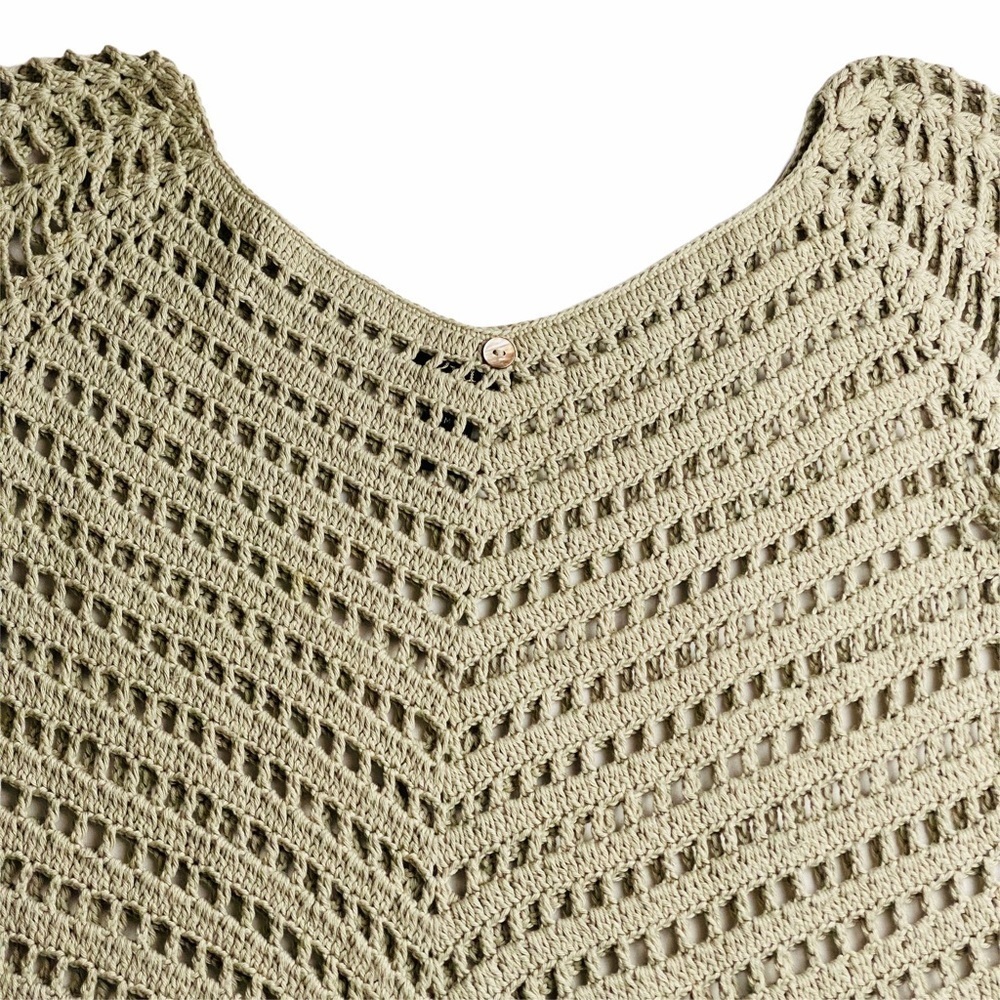 PURE HANDKNIT 100% Cotton Crochet Sweater M/L - Picture 2 of 6